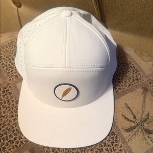 White Baseball Cap with Feather Logo